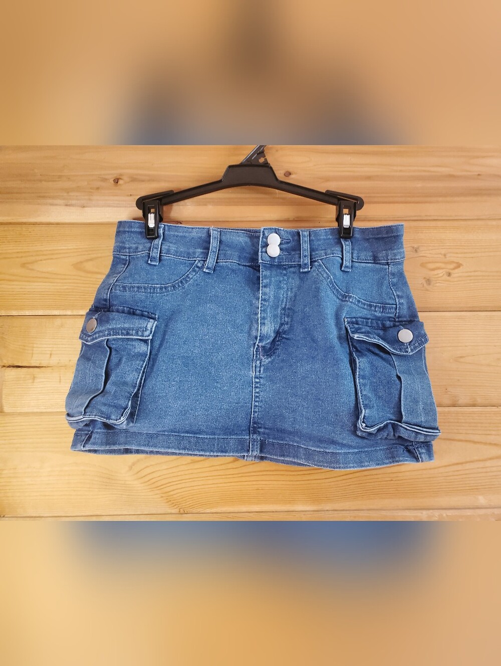 SHEIN Blue Denim Cargo Mini Skirt
